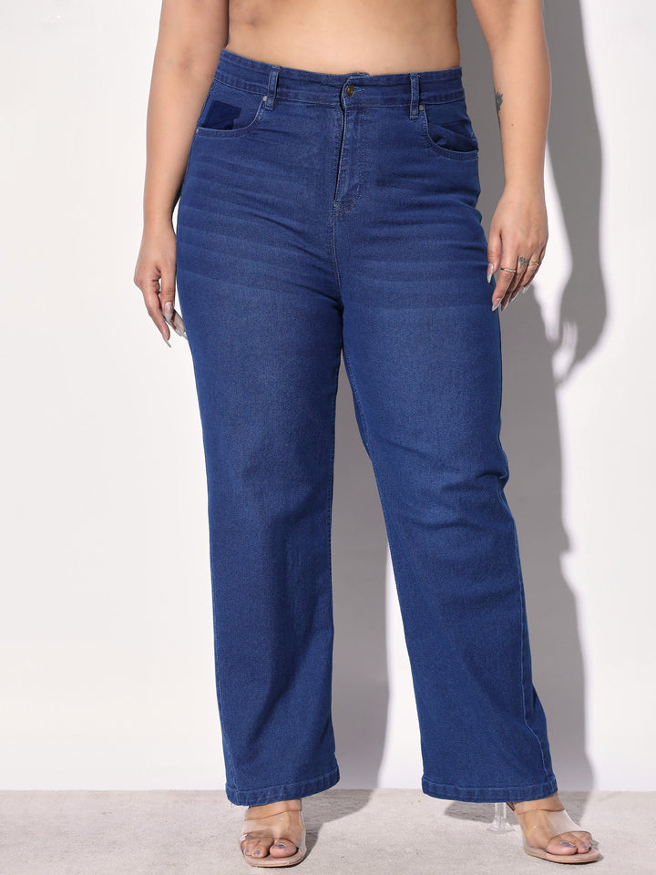 Women Navy Denim Straight Fit Jeans