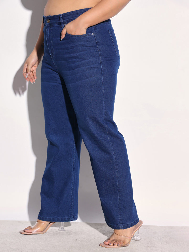 Women Navy Denim Straight Fit Jeans