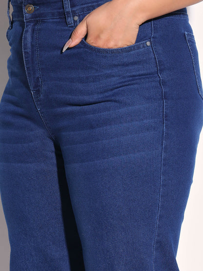Women Navy Denim Straight Fit Jeans
