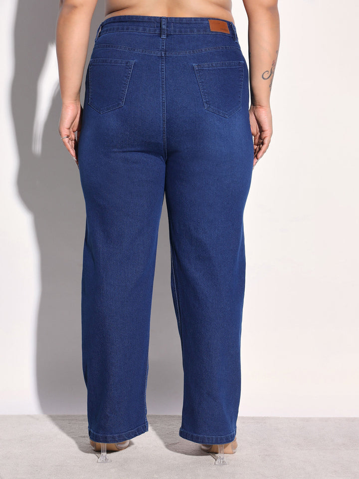 Women Navy Denim Straight Fit Jeans