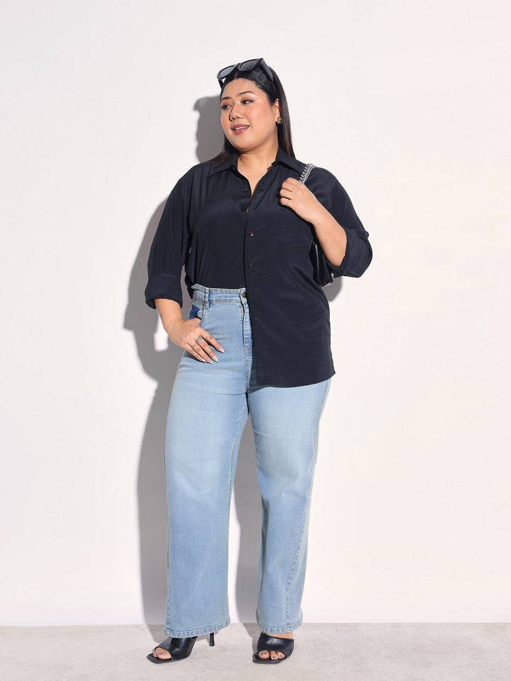 Women Green Wash Denim Straight Fit Jeans