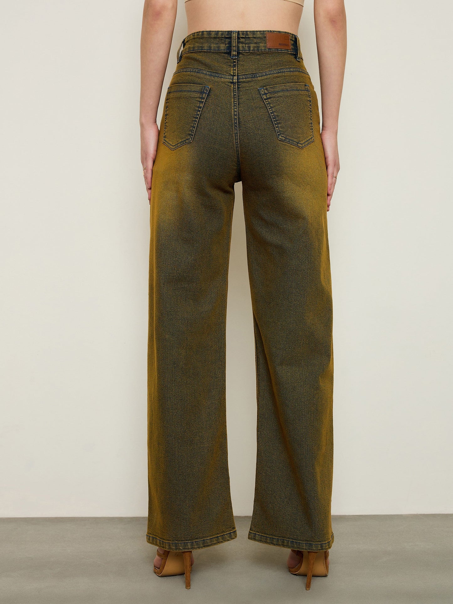 Rust Overdyed Wash High Waist Straight Jeans