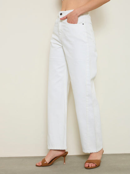 White High Waist Straight Jeans