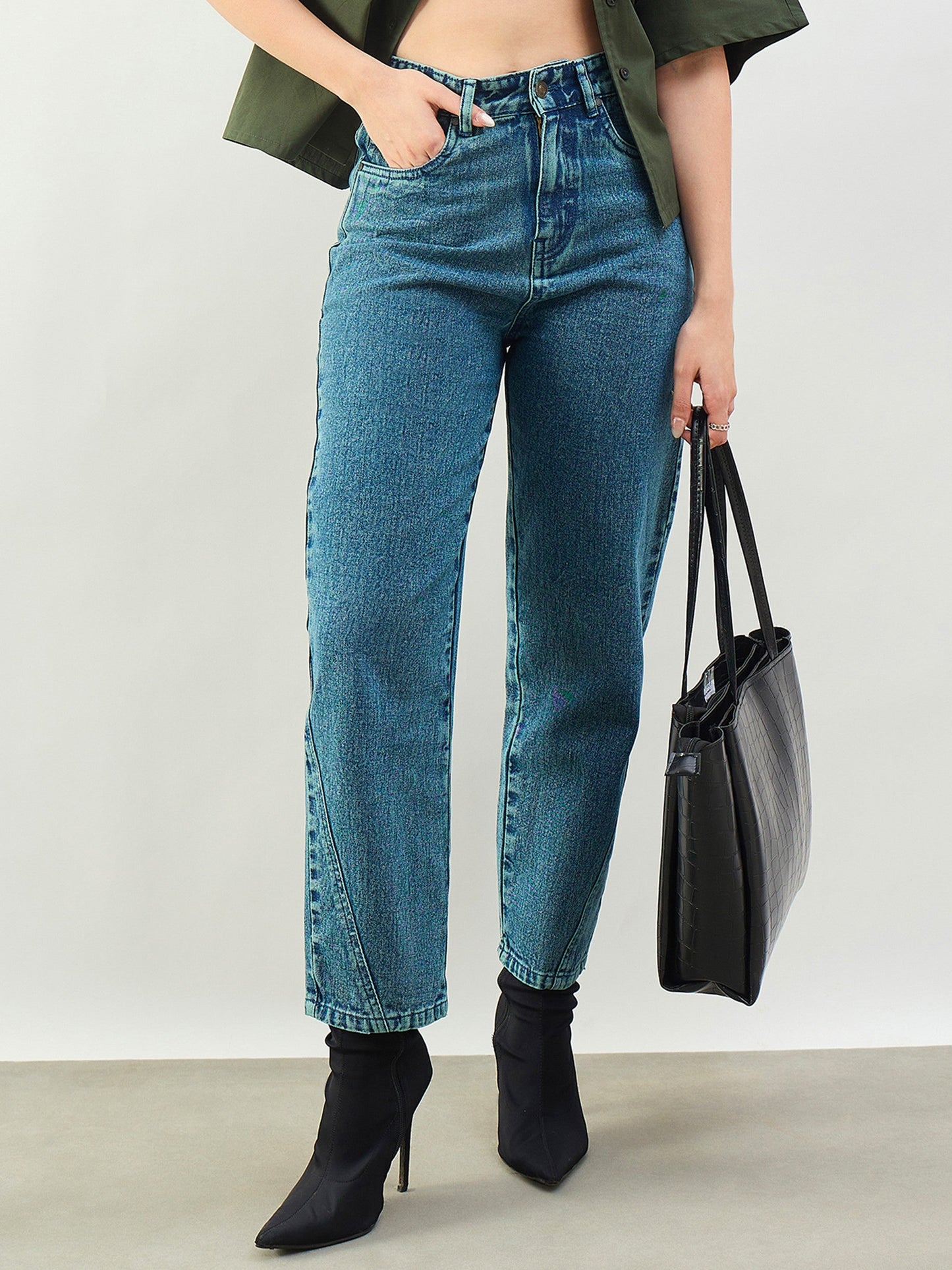 Green Wash Balloon Fit Jeans