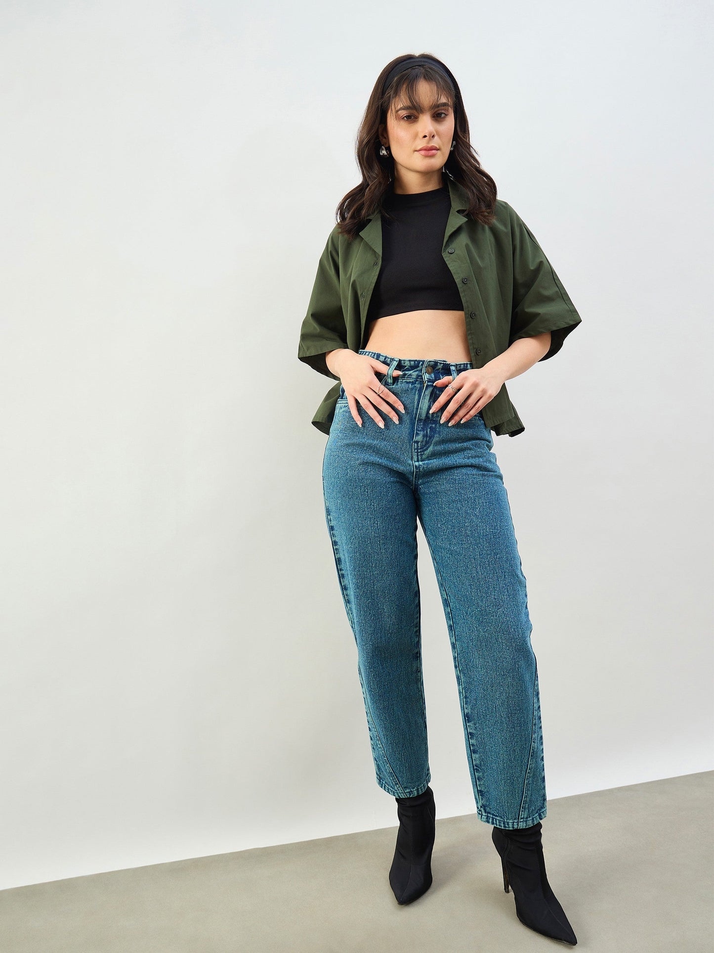 Green Wash Balloon Fit Jeans