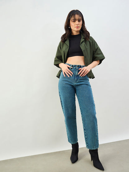 Green Wash Balloon Fit Jeans