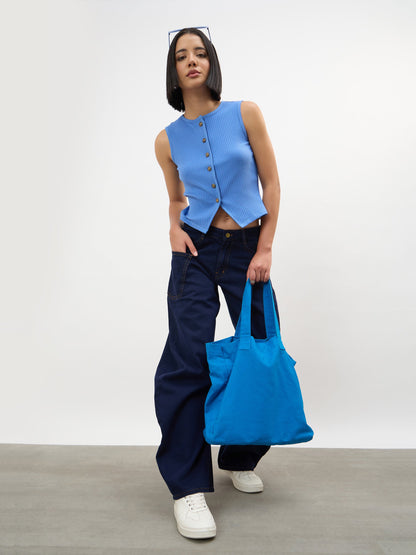 Dark Navy Side Seam Balloon Jeans