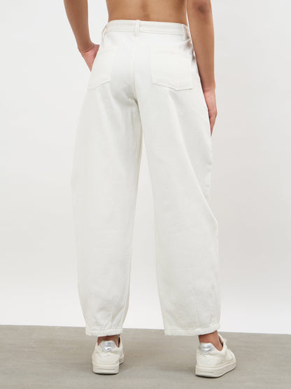 White Mid Rise Slouchy Fit Jeans