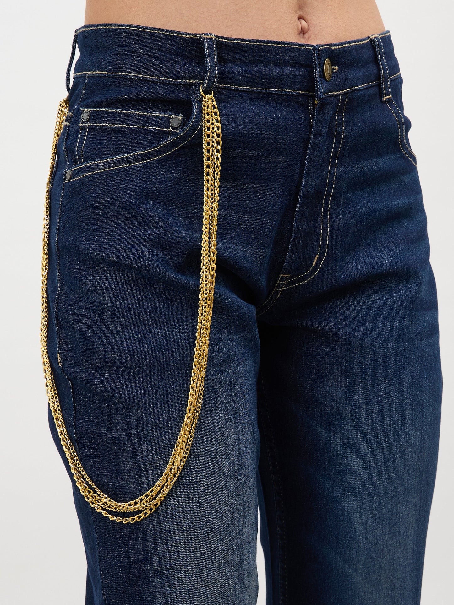 Navy Whisker Washed Boot Cut Jeans