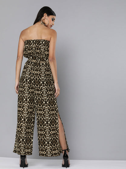 Black Cheetah Tube Jumpsuit