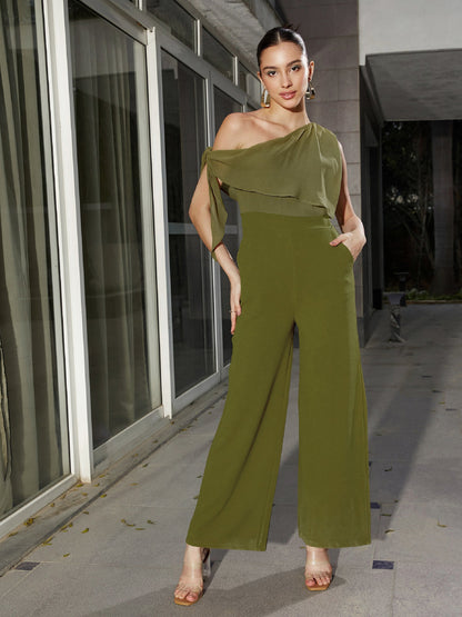 Olive One Shoulder Jumpsuit