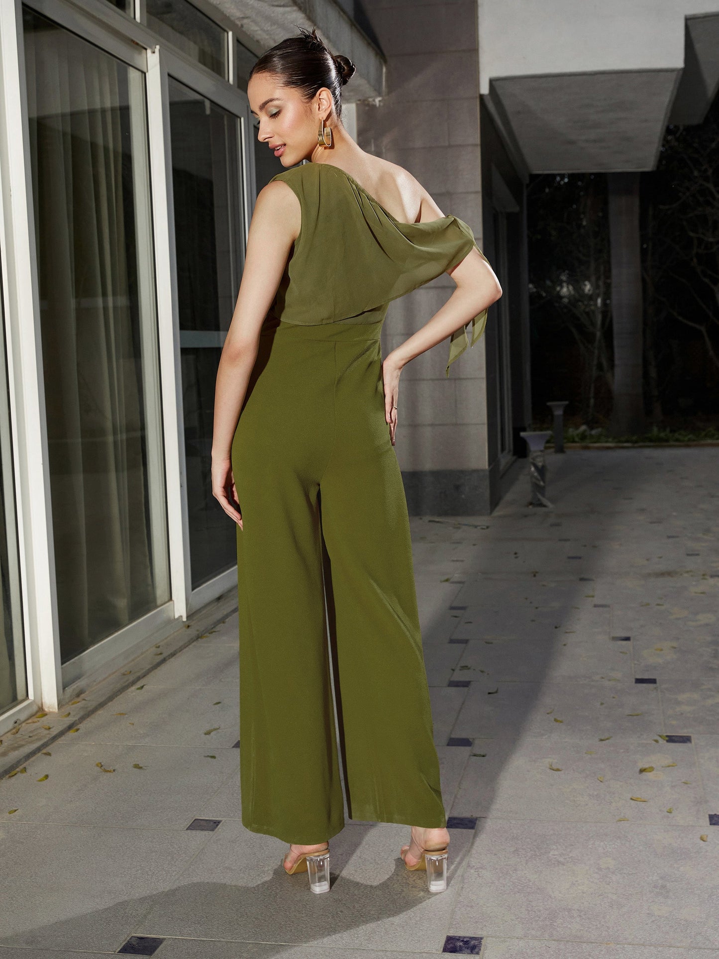 Olive One Shoulder Jumpsuit