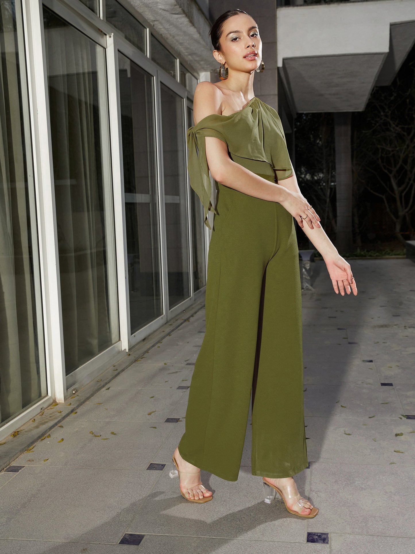 Olive One Shoulder Jumpsuit