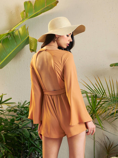 Pale Yellow Back Cut-Out Playsuit