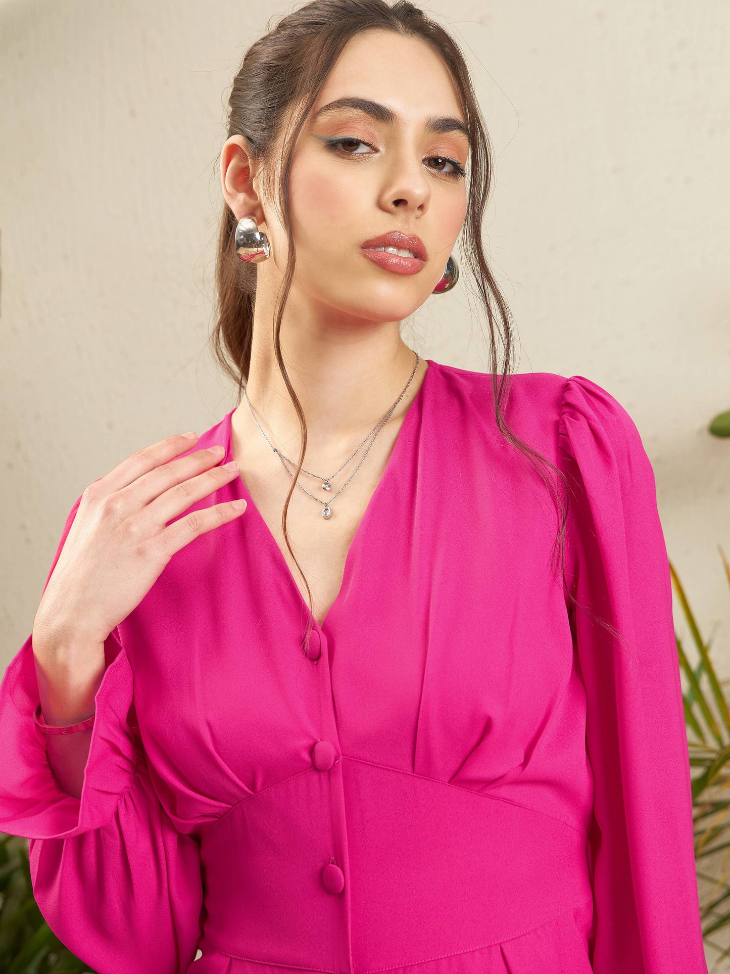 Pink Front Button Playsuit