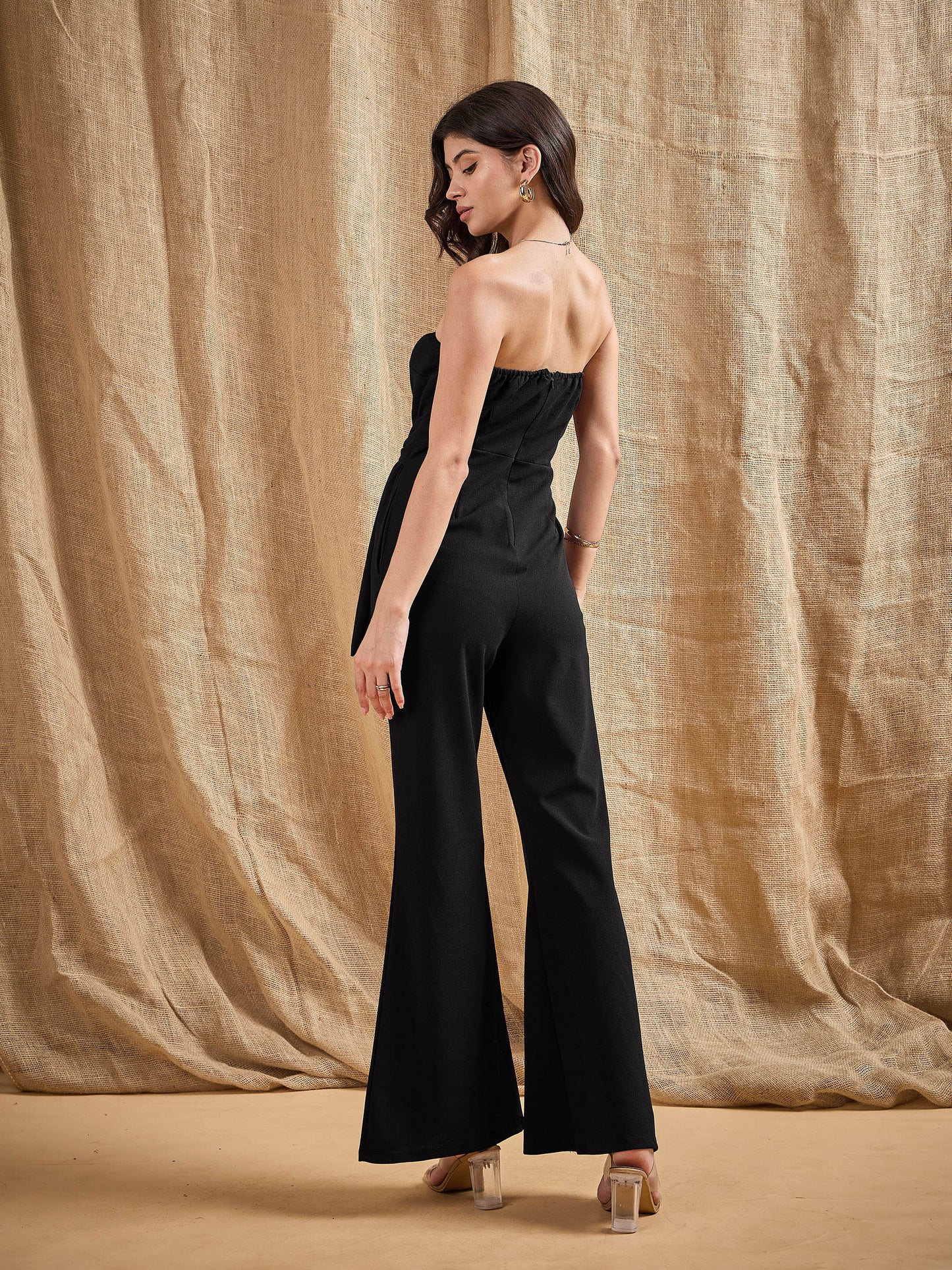 Black Off-Shoulder Belted Jumpsuit