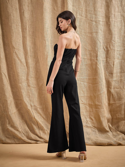 Black Off-Shoulder Belted Jumpsuit