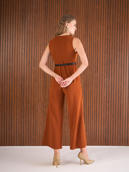 Rust Belted Jumpsuit