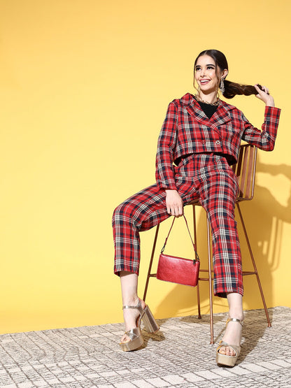 Red Flannel Check Tapered Pants