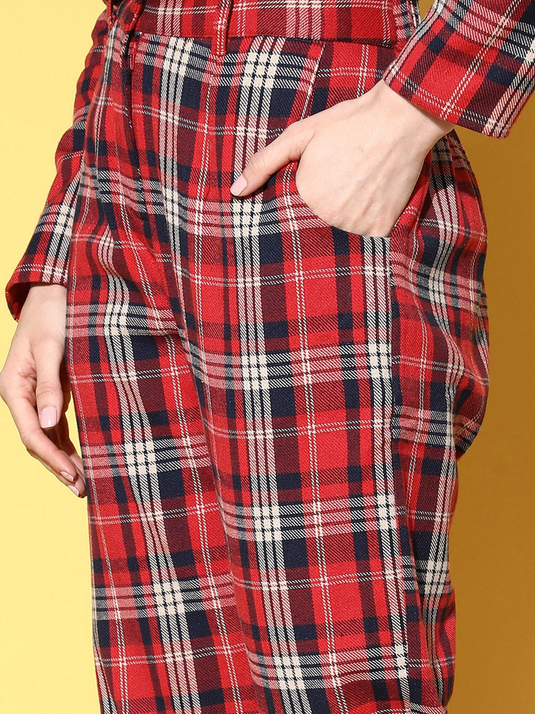 Red Flannel Check Tapered Pants