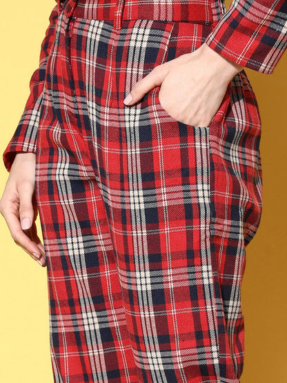Red Flannel Check Tapered Pants