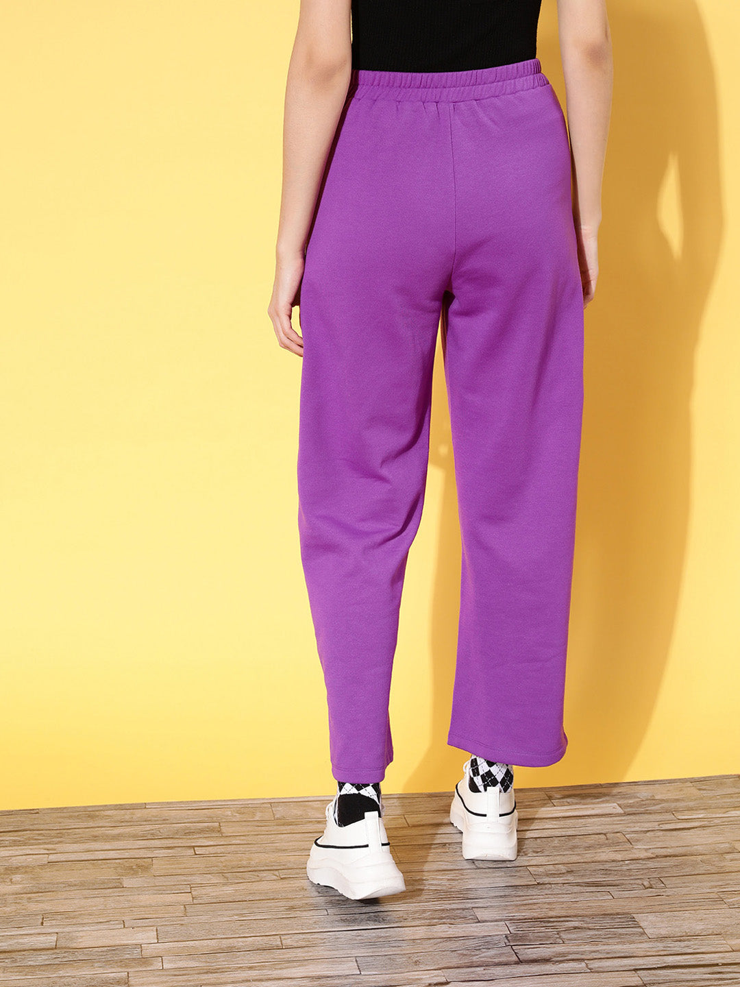 Purple Fleece Side Slit Track Pants