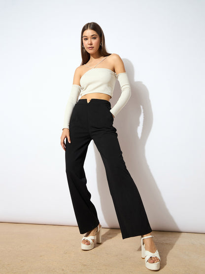 Women Black Wide Leg Trousers