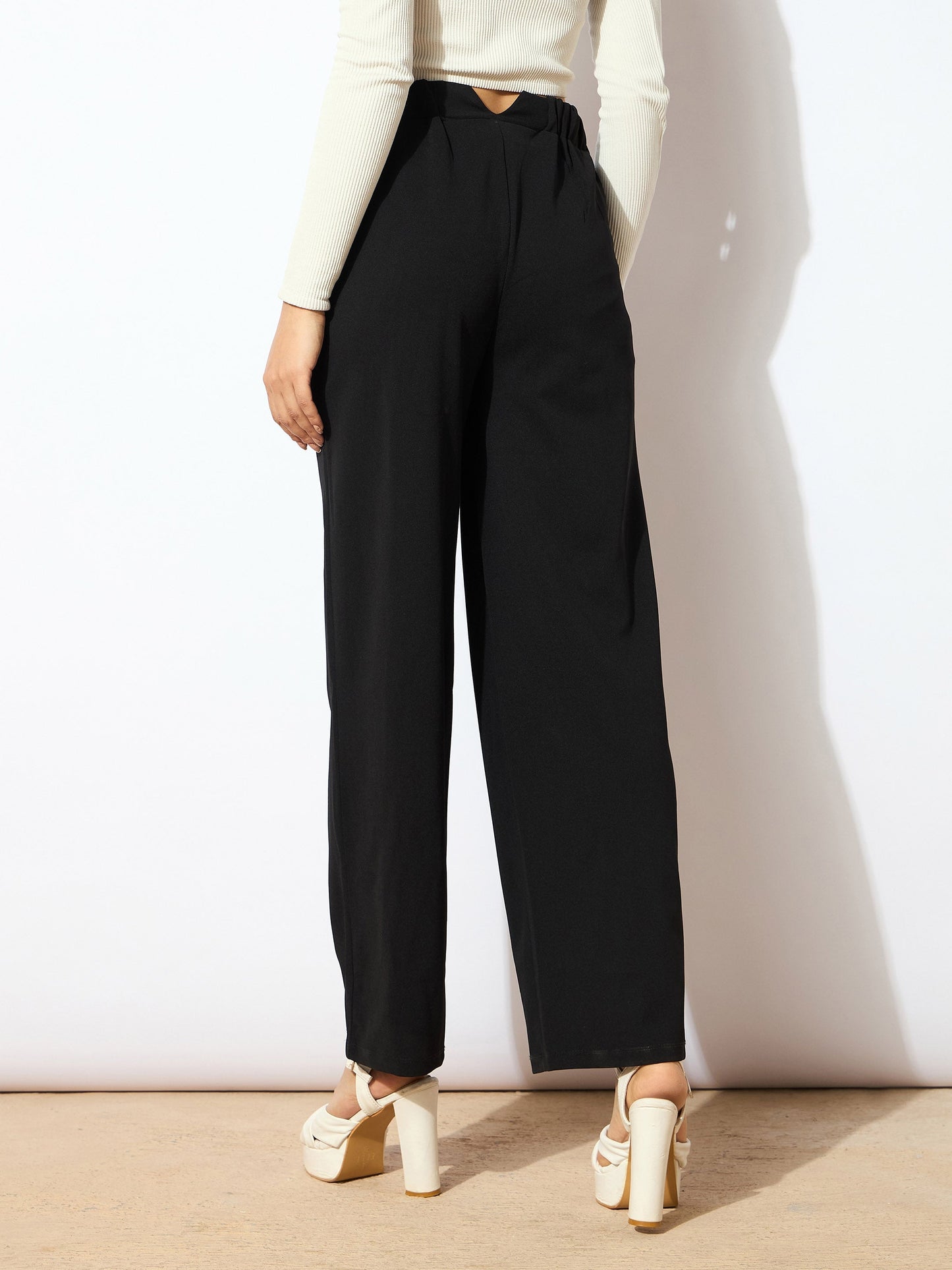 Women Black Wide Leg Trousers