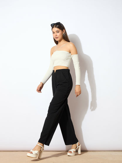 Women Black Wide Leg Trousers