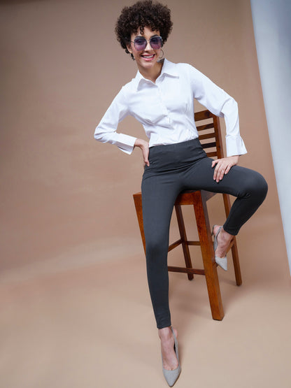 Grey Bottom Zipper Jeggings
