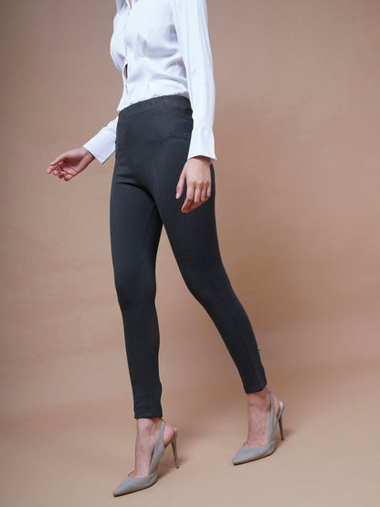 Grey Bottom Zipper Jeggings