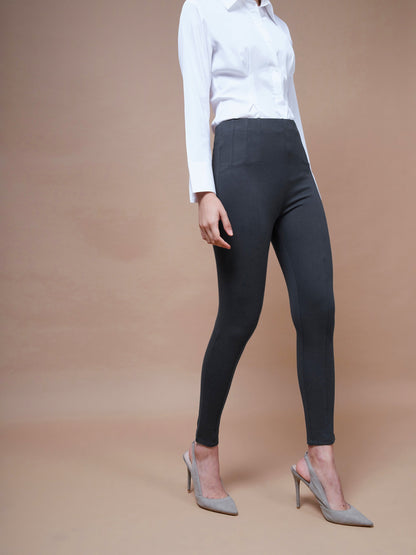 Grey Bottom Zipper Jeggings
