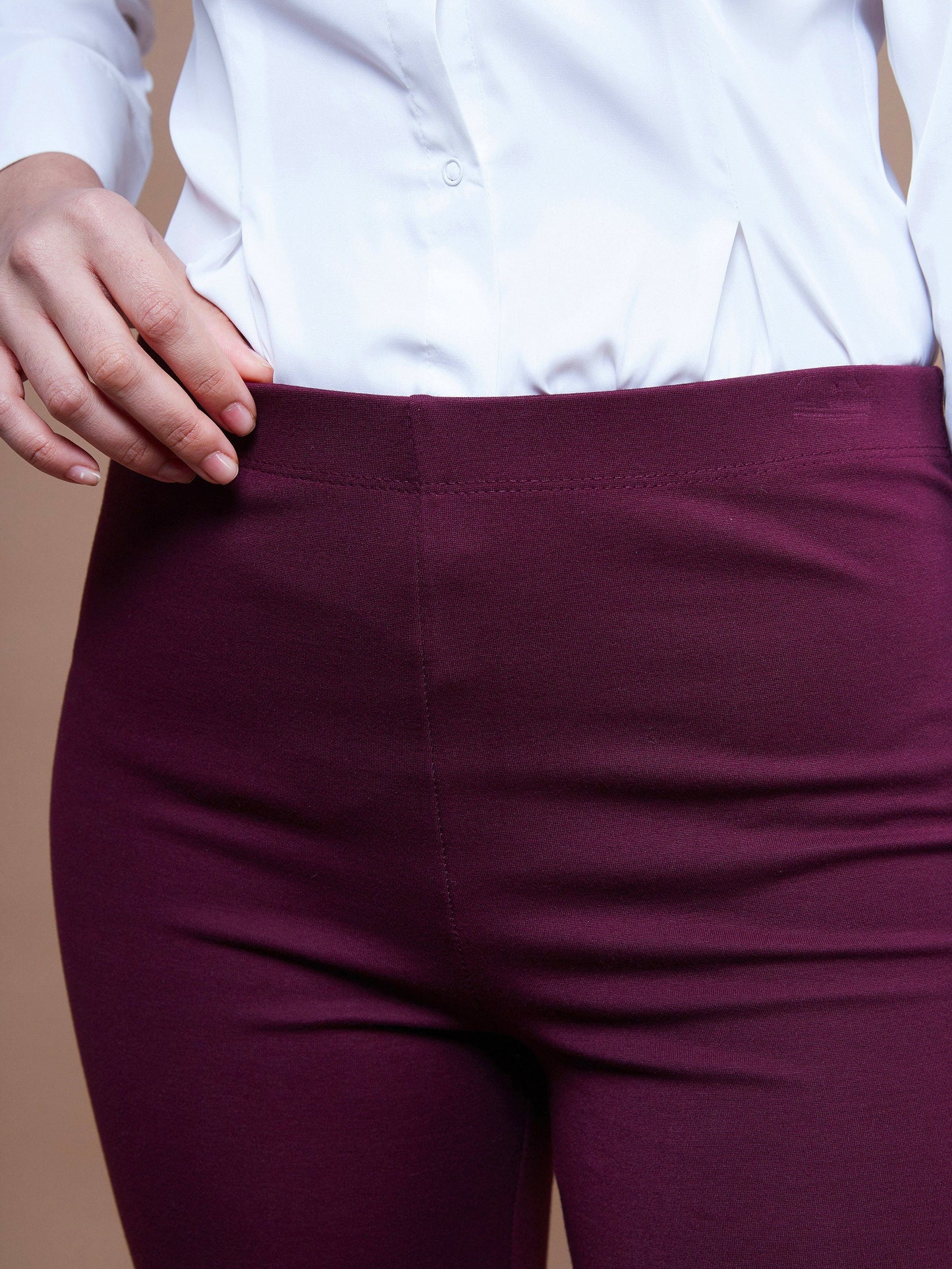 Burgundy Bell Bottom 4-Way Stretch Pants
