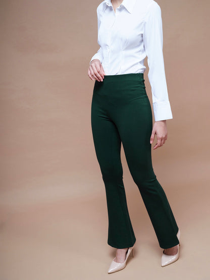 Emerald Green Bell Bottom 4-Way Stretch Pants