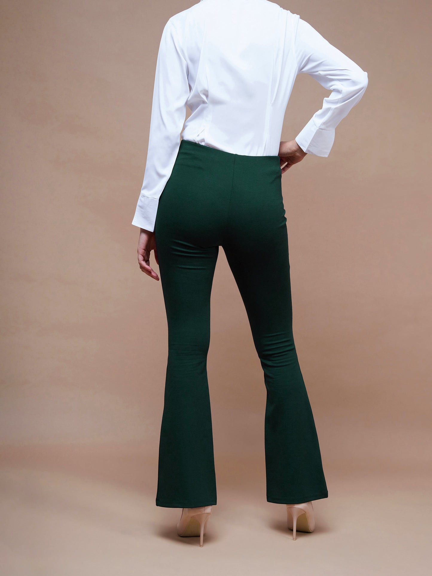 Emerald Green Bell Bottom 4-Way Stretch Pants
