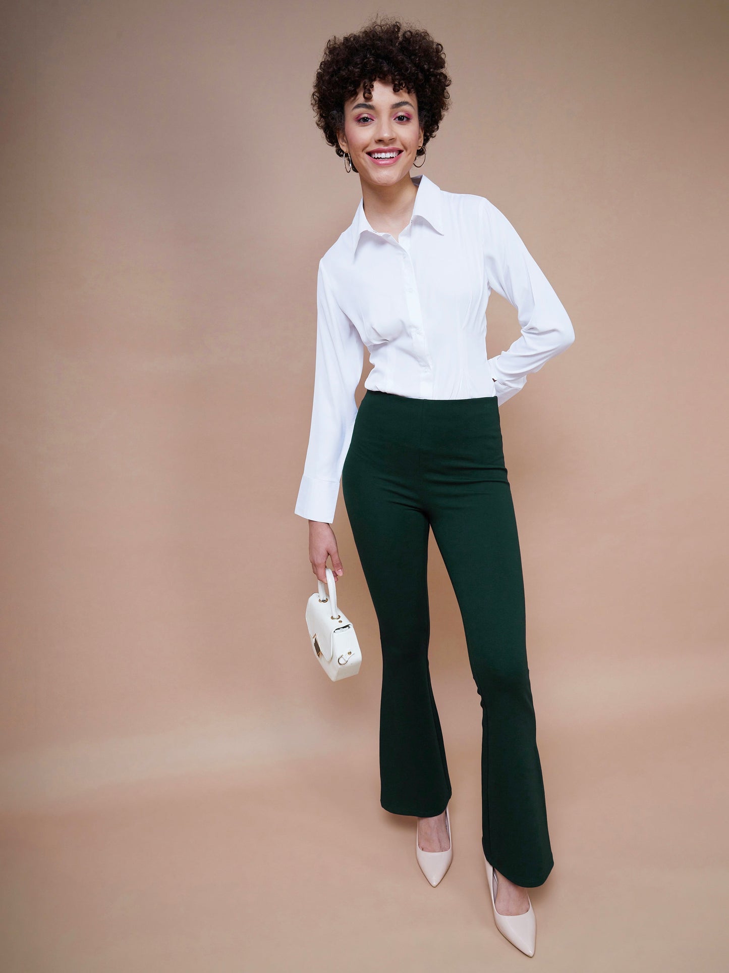 Emerald Green Bell Bottom 4-Way Stretch Pants