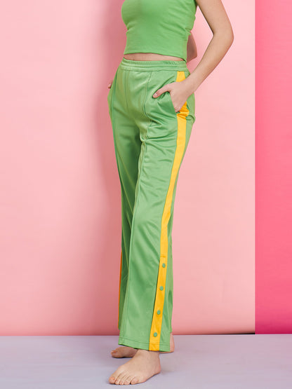 Green Side Button Track Pants