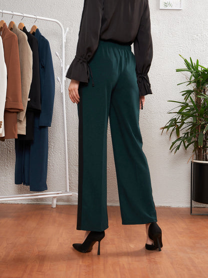 Emerald Green Side Tape Straight Pants
