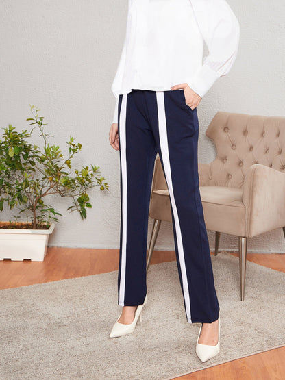Navy Front Tape Bootleg Pants