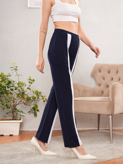 Navy Front Tape Bootleg Pants