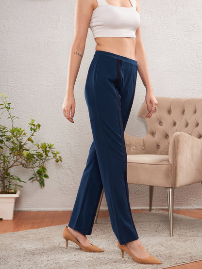 Blue Front Tape Bootleg Pants