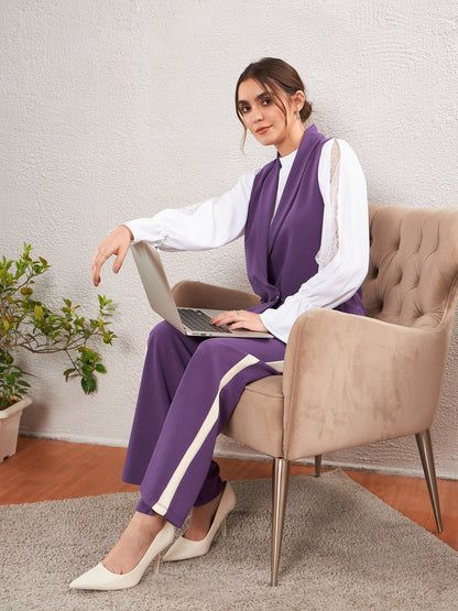 Purple Side Tape Bell Bottom Pants