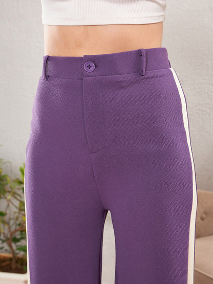 Purple Side Tape Bell Bottom Pants