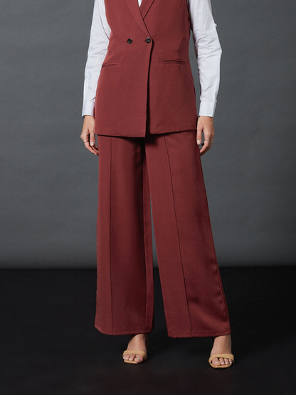 Rust Front Darted Palazzo Pants