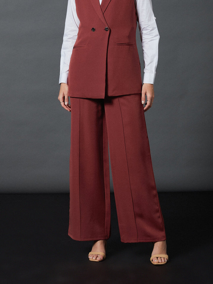 Rust Front Darted Palazzo Pants