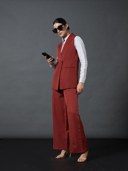 Rust Front Darted Palazzo Pants