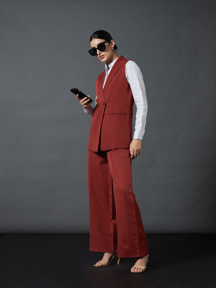Rust Front Darted Palazzo Pants