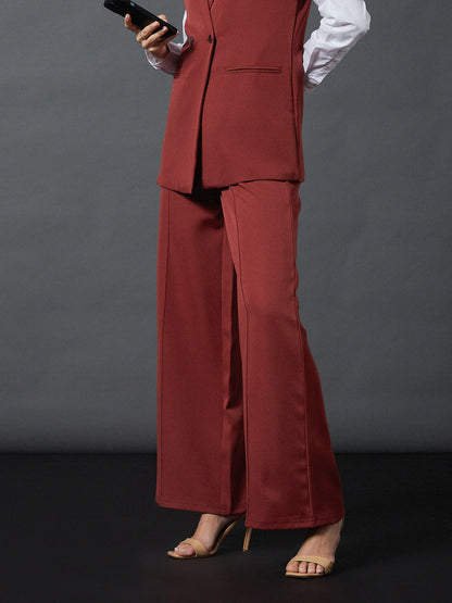 Rust Front Darted Palazzo Pants