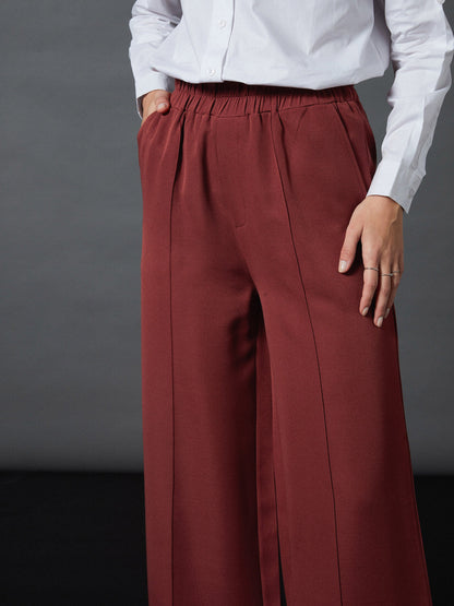 Rust Front Darted Palazzo Pants