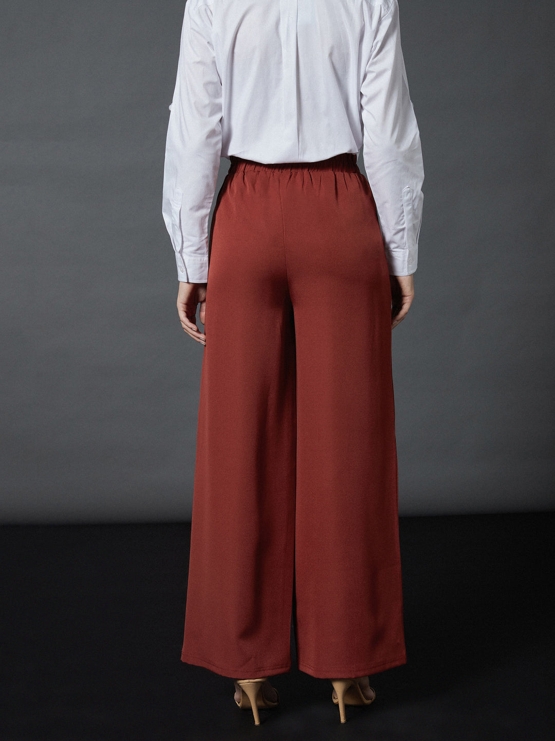 Rust Front Darted Palazzo Pants